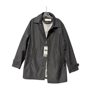 Geoffrey Beene All Weather Trench Coat Jacket Men’s M Black Button Front NWT